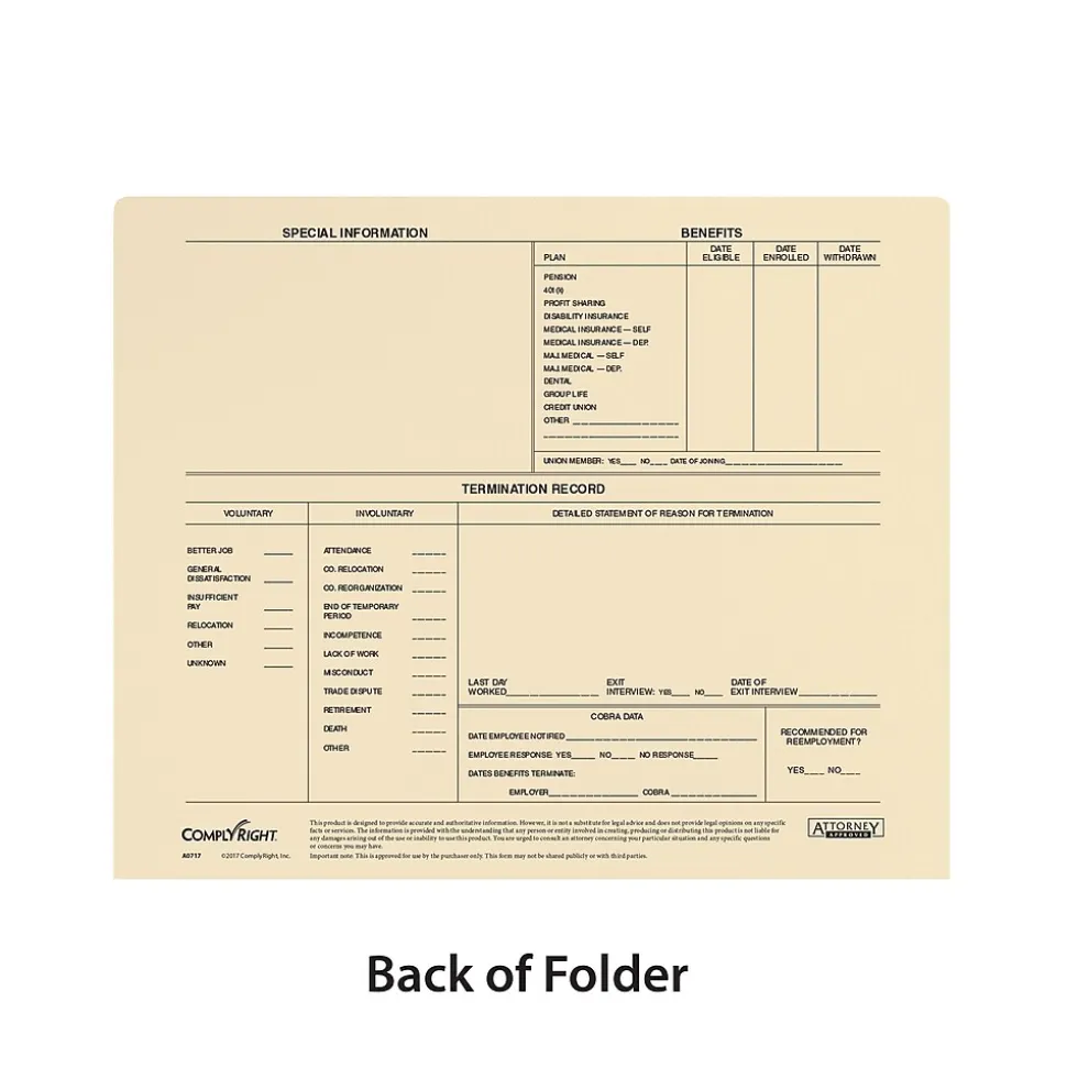 ComplyRight Employee Personnel Envelo - File (A0717)
