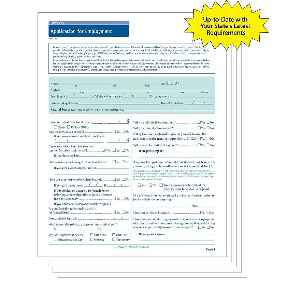 ComplyRight™ Maryland Job Application, Pack of 50 (A2179MD)