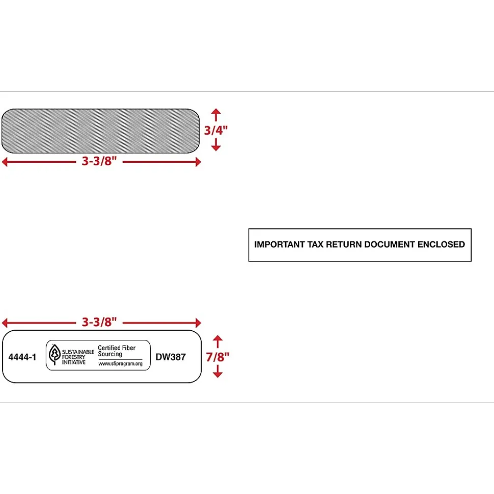 ComplyRight Moistenable Glue Security Tinted Double-Window Tax Envelopes, 5 5/8" x 9", 50/Pack (4444150)