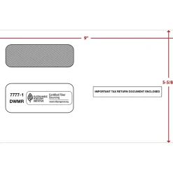 ComplyRight Moistenable Glue Security Tinted Double Window Tax Envelopes, 5 5/8" x 9", 50/Pack (1095BENV50)