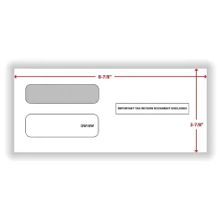 ComplyRight Moistenable Glue Security Tinted Double-Window Tax Envelopes, 3 7/8" x 8 3/8", 50/Pack (DW19W)
