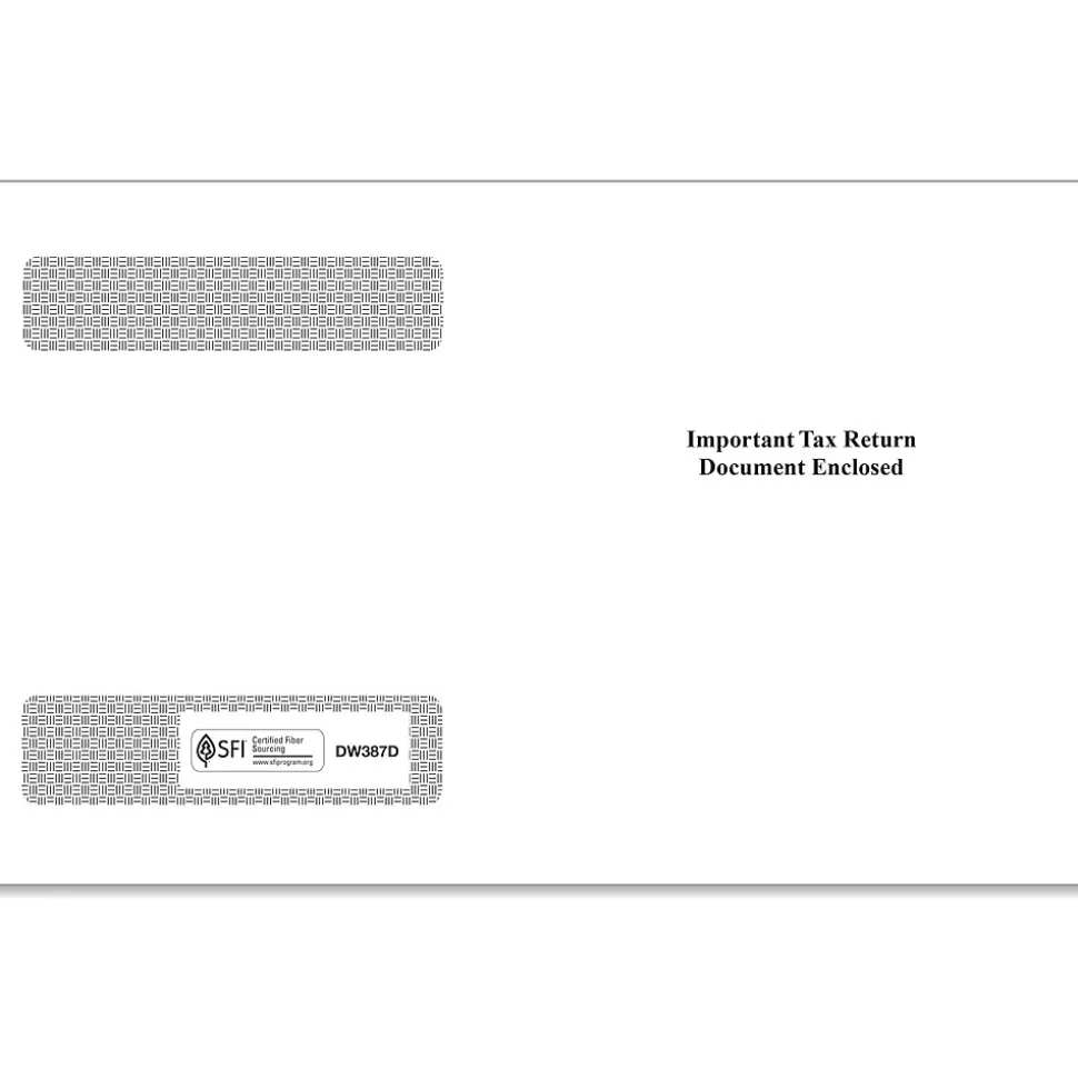ComplyRight Moistenable Glue Double-Window Envelope, 5.63" x 9", White/Black, 100/Pack (DW387D)