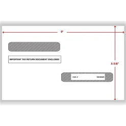 ComplyRight Self Seal 1099-R Tax Double-Window Envelope, 5.63" x 9", White, 100/Pack (DW4MWS)