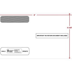 ComplyRight Self Seal Security Tinted Double-Window Tax Envelopes, 5 5/8" x 9", 50/Pack (444250)