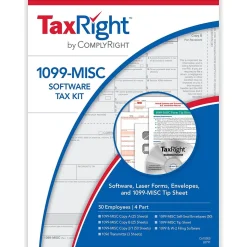 ComplyRight TaxRight 2024 1099-MISC Tax Form Tax Forms, Envelopes, TipSheet & Software, 4-Part, 50/Pack (SC6103ES)