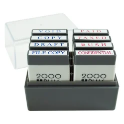 Cosco 2000 PLUS 1"W Pre-Inked Stamps, Blue/Red Ink, 8/Pack (030219)