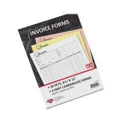 Cosco Artistic 3-Part Carbonless Invoices, 8.5" x 11", 50 Sets/Book (074004)