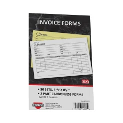 Cosco Artistic 2-Part Carbonless Invoices, 5.4" x 8.5", 50 Sets/Book (074007)