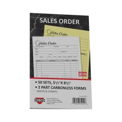 Cosco Artistic 2-Part Carbonless Sales Orders, 5.5" x 8.5", 50 Sets/Book (074012)