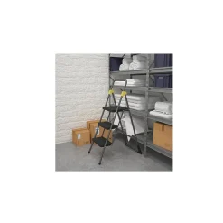 Cosco Commercial 3-Step Folding Stool, 300 lb Capacity, Gray (CSC11839GGO)