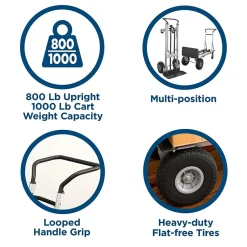 Cosco Convertible Hand Truck, 1000/800 lb. Capacity, Aluminum (12204ASB1E)