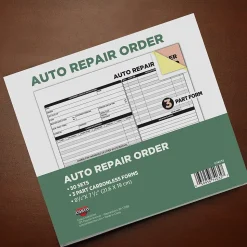 Cosco 3-Part Carbonless Auto Repair Order, 8.5" x 7.5", 50 Sets/Book (074035PK2)