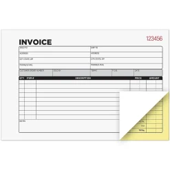 Cosco 2-Part Carbonless Invoices, 5.56" x 8.44", 50 Sets/Book, 5/Pack (074033PK5)