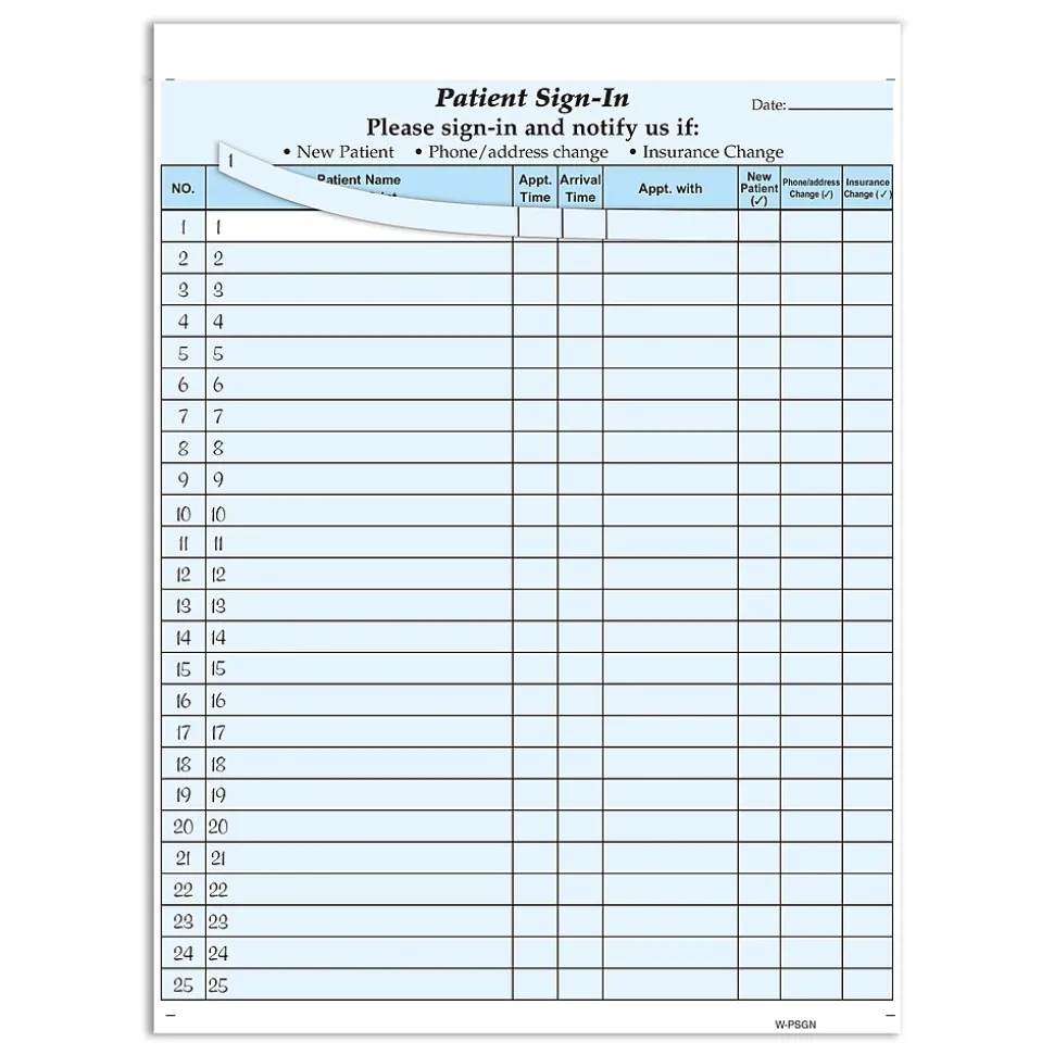 Cosco Patient Confidential Sign-In Forms, 3-Part, 125 Forms/Pack (074039)