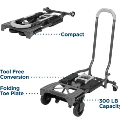Cosco Shifter Convertible Hand Truck, 300 lb. Capacity, Black/Green (12222PBG1E)