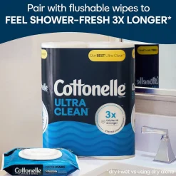 Cottonelle Ultra CleanCare 1-Ply Standard Toilet Paper, White, 312 Sheets/Roll, 24 Mega Rolls/Pack (53757)
