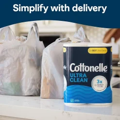 Cottonelle Ultra CleanCare 1-Ply Standard Toilet Paper, White, 312 Sheets/Roll, 24 Mega Rolls/Pack (53757)