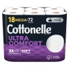 Cottonelle Ultra Comfort Toilet Paper, 2-Ply, White, 268 Sheets/Roll, 18 Rolls/Pack (54166)