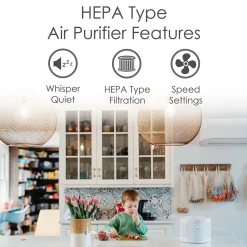 Crane HEPA Tabletop Air Purifier, 3-Speed, White (EE-7002AIR)