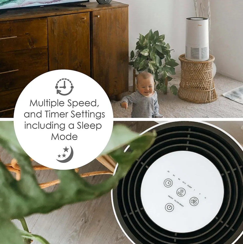 Crane True HEPA Tower Air Purifier, White (EE-5068)