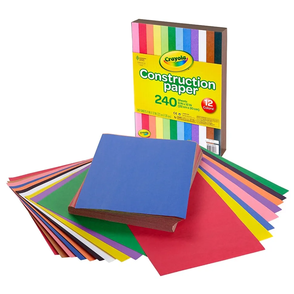 Crayola 12 Colors! Construction Paper, 12" x 9", Assorted Colors, 240/Carton (993200)