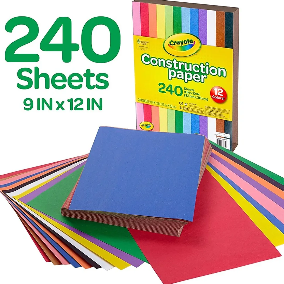 Crayola 12 Colors! Construction Paper, 12" x 9", Assorted Colors, 240/Carton (993200)