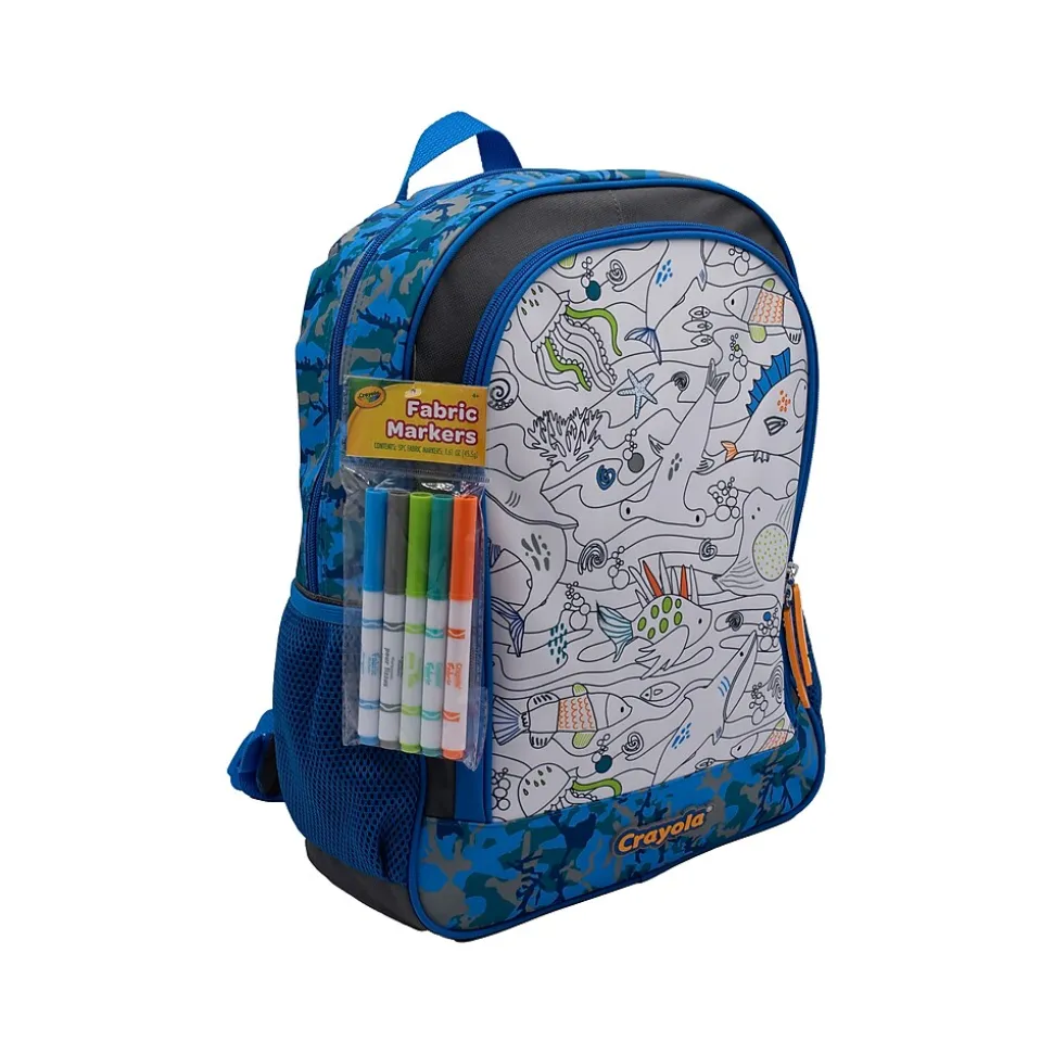 Crayola Color-Your-Own Oceanfront Backpack, Blue/Black (B23CL56806-ST)