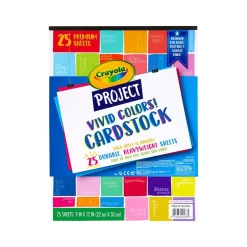 Crayola Project 100 lb. Cardstock Paper, 9" x 12", Vivid Colors, 25 Sheets/Pack (99-0083)