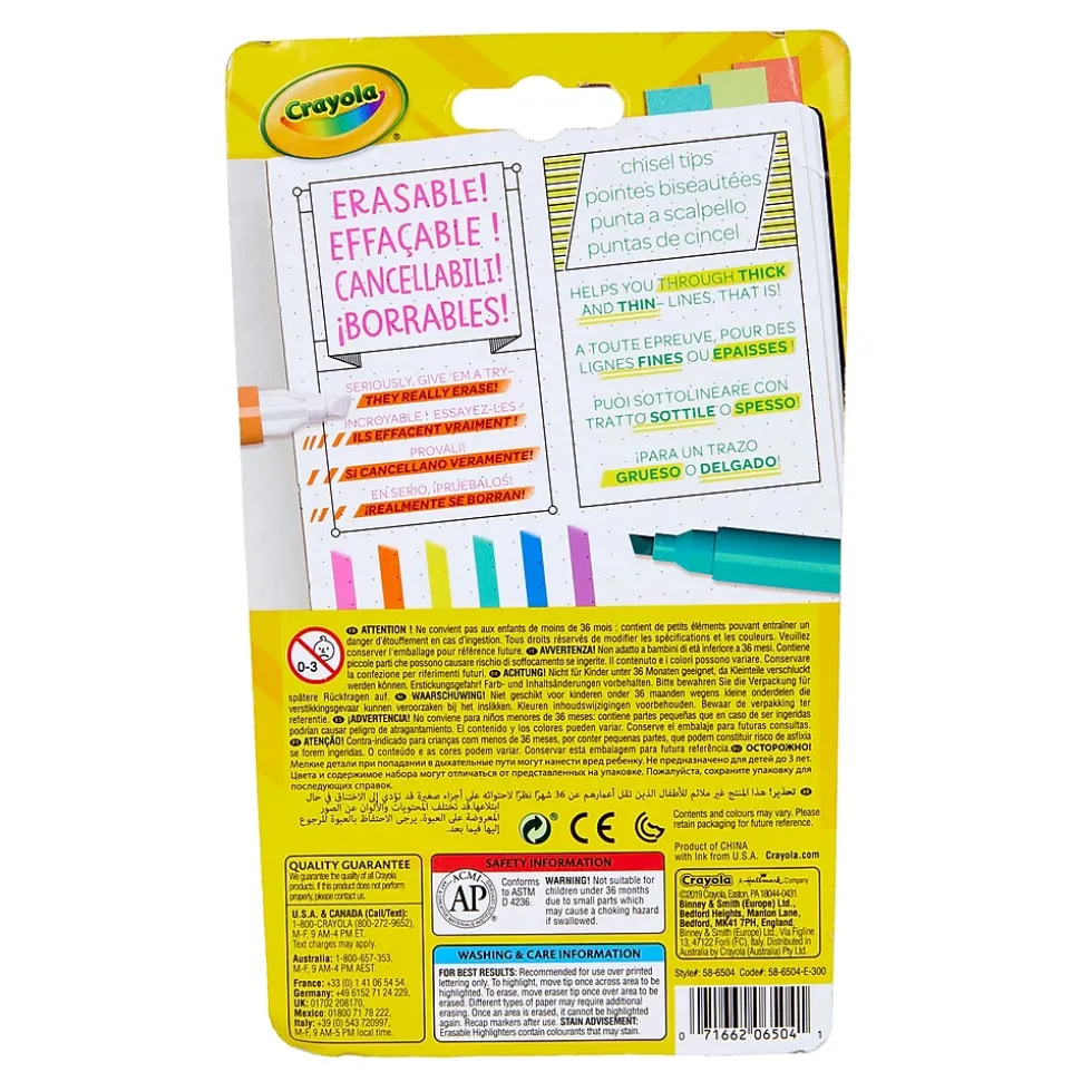 Crayola Take Note! Erasable Highlighters, 6 Per Pack, 3 Packs (BIN586504-3)