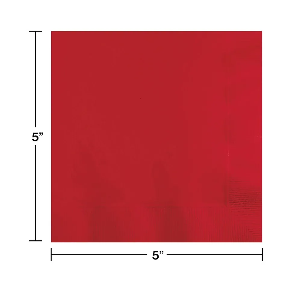 Creative Converting Touch of Color Beverage Napkin, 2-ply, Classic Red, 150 Napkins/Pack (DTC801031BBNAP)