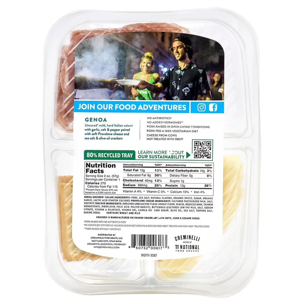Creminelli Genoa, Provolone Cheese, Crackers, 0.5, 4/Pack (220-02086)