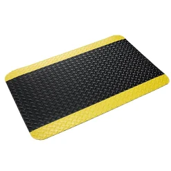 Crown Industrial Deck Plate Anti-Fatigue Mat, 36" x 60", Black with Yellow Border (CWNCD0035YB)