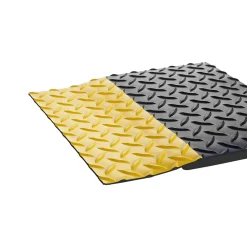 Crown Industrial Deck Plate Anti-Fatigue Mat, 36" x 60", Black with Yellow Border (CWNCD0035YB)