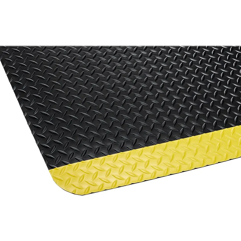 Crown Mats Industrial Deck Plate Anti-Fatigue Mat, 24" x 36", Black/Yellow (CD 0023YB)