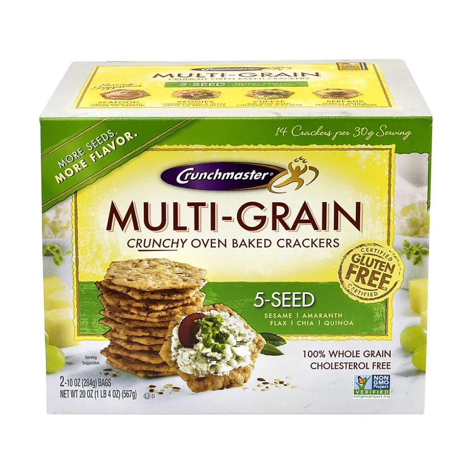 Crunchmaster Gluten Free 5-Seed Crackers, Two 10 oz. Bags/Pack (220-00757)
