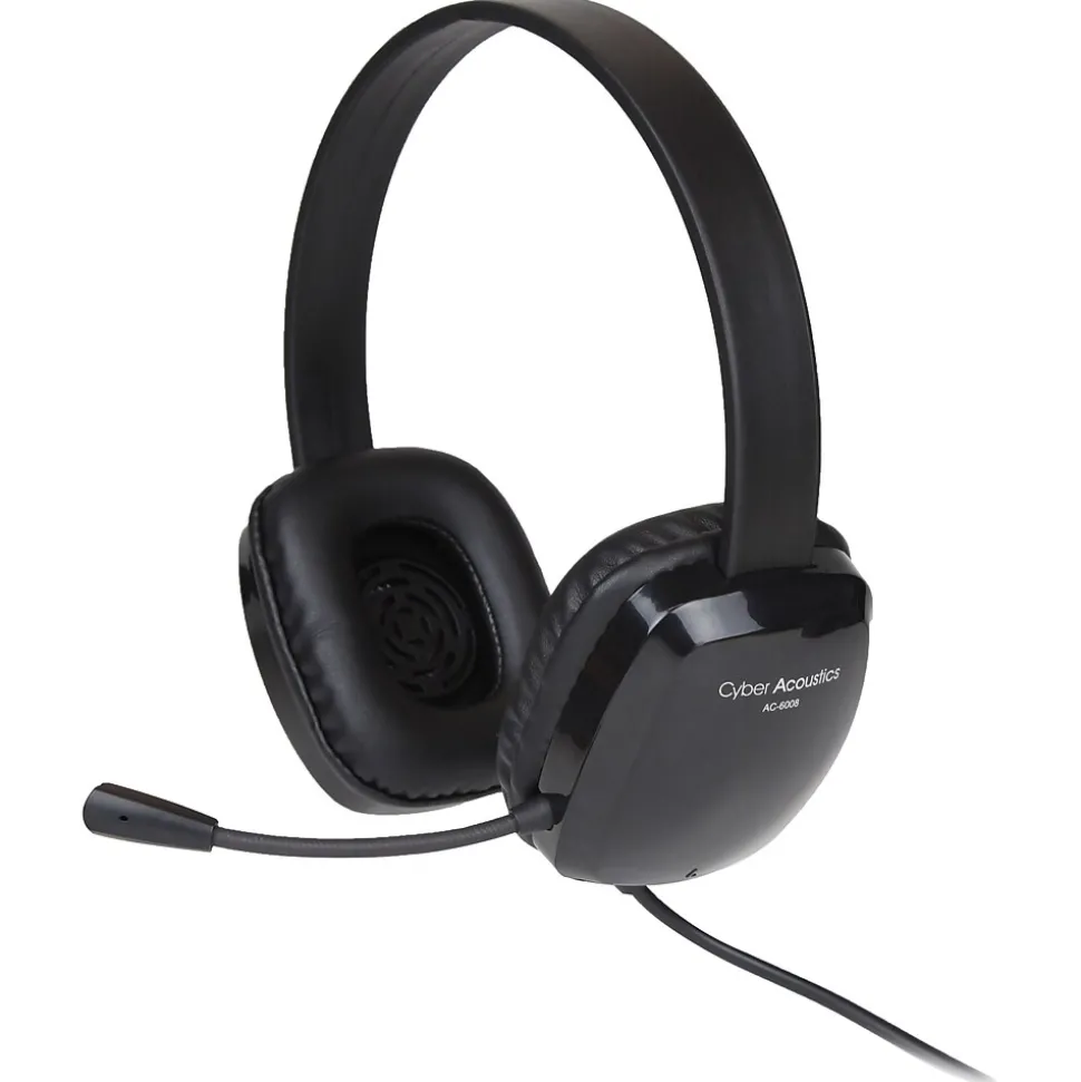 Cyber Acoustics AC Stereo Computer Headset, Over-the-Head, Black (AC-6008)