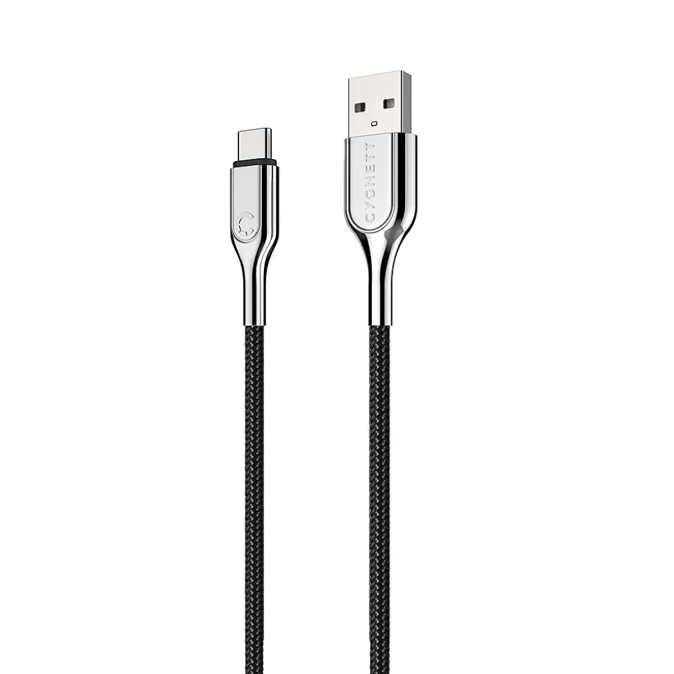 Cygnett Armored 3.1 USB-C to USB-A Charge and Sync Cable, 3', Black (CY2679PCUSA)