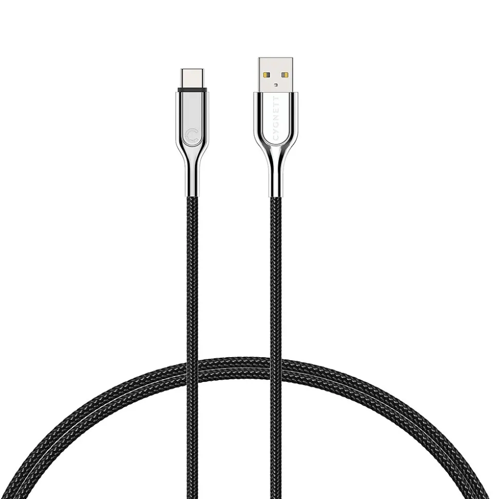 Cygnett Armored 3.1 USB-C to USB-A Charge and Sync Cable, 3', Black (CY2679PCUSA)