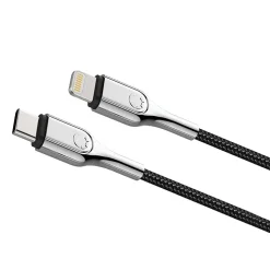 Cygnett Armored Lightning to USB-C Charge and Sync Cable, 3', Black (CY2799PCCCL)