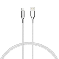 Cygnett Charge and Sync Cable, Armored 2.0 USB-C to USB-A Cable, 3' White (CY2697PCUSA)