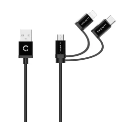 Cygnett Universal 3-in-1 Braided USB Charging Cable, 3.3', Black (CY3571COCAB)