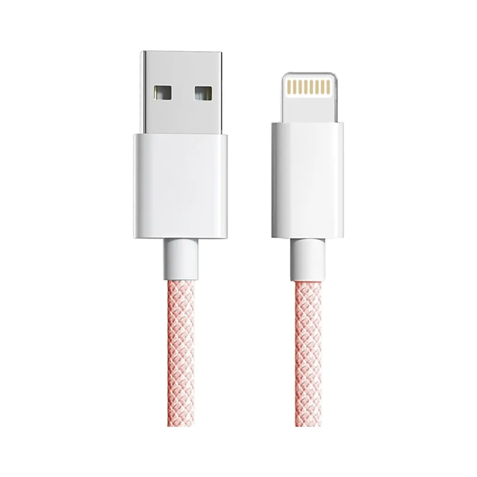 3D Luxe Cool Cables USB Type-C to Lightning Charging Cable, 3 ft., Pink/White (A-LIGHT-PINK)