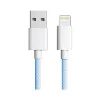 3D Luxe Cool Cables USB Type-C to Lightning Charging Cable, 3 ft., Blue/White (A-LIGHT-BLUE)