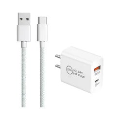3D Luxe USB-A/USB-C Wall Charger, White (2in1-A-C-WHITE)
