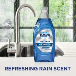Dawn Platinum Liquid Dish Soap with Sponge, Refreshing Rain, 24 fl oz., 3/Carton (49041)