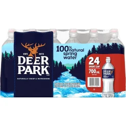 Deer Park 100% Natural Spring Water, Regular Flavor, 700ml Bottles with Sport Cap, 24/Carton (12255163)