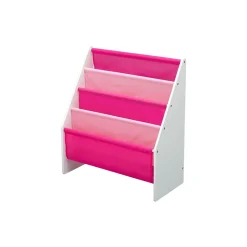 Delta Children Sling Book Rack 4-Tier 28"H Bookshelf, Bianca White/Pink (TB84413GN-130)