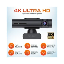 Delton AIC60 UHD 4K Face Tracking and Gesture Controls Webcam, 8.3 Megapixels, Black, (DCAIC60)