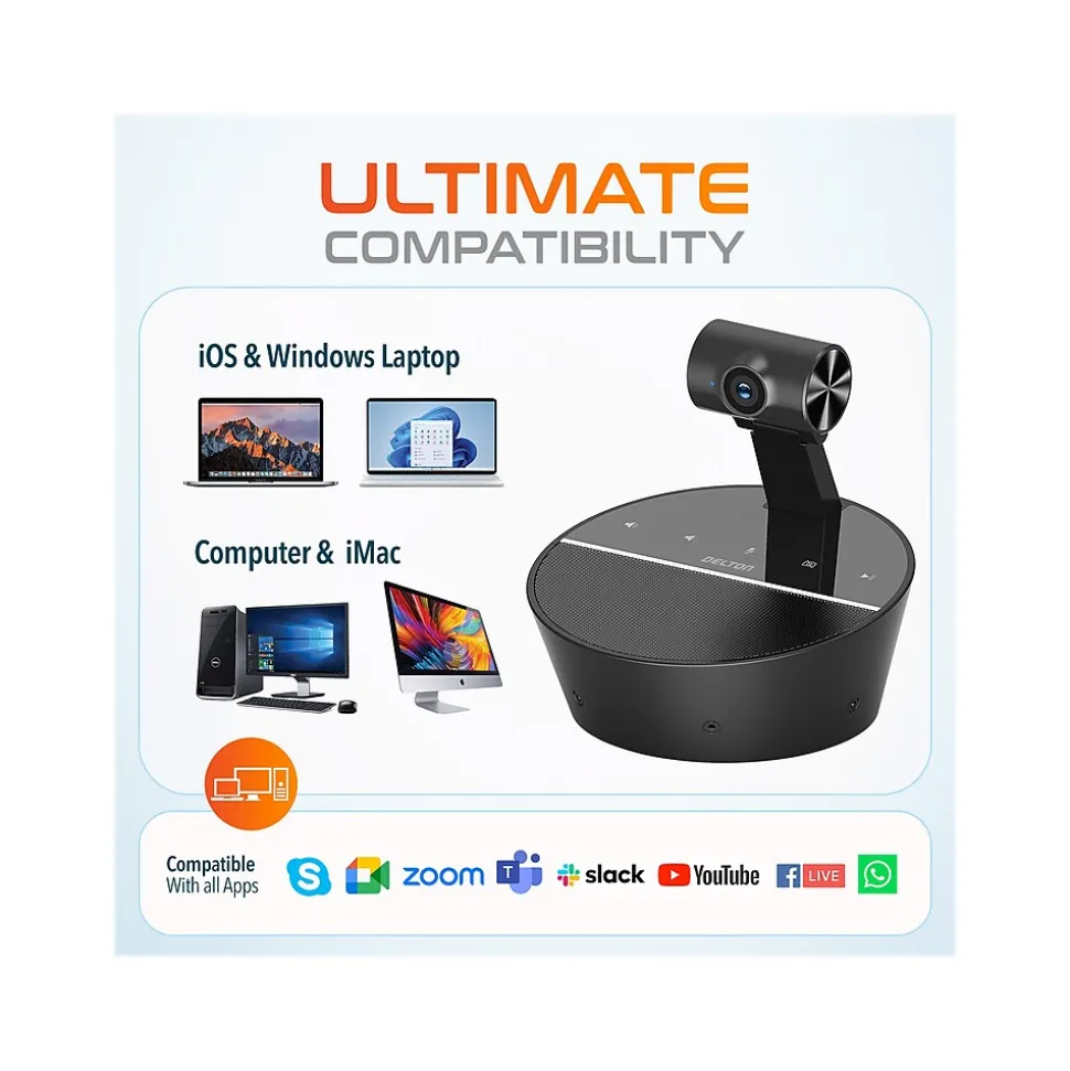 Delton C90 HD 1080p Conference Speakerphone Webcam, 2 Megapixels, Black, (DCSC90)