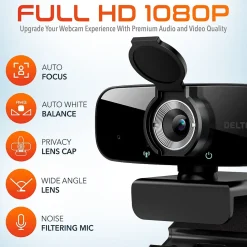 Delton C24 HD 1080p Webcam, 2 Megapixels, Black (DCAM24BK)